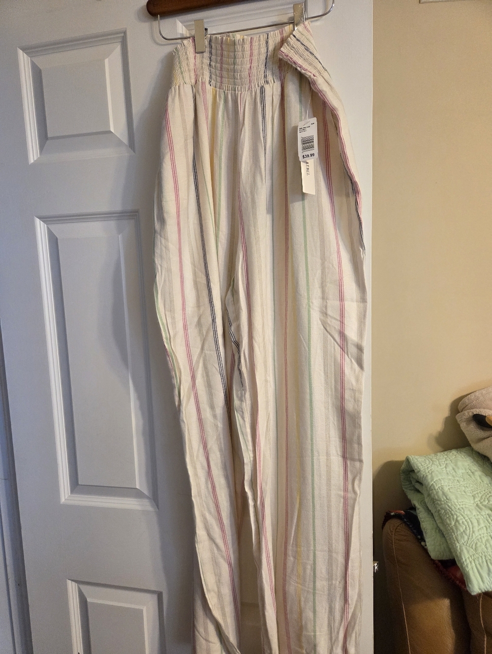 Urban Rebel Lightweight Cream Stripe Wide-Leg Pants XL NWT